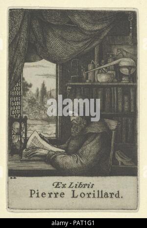 Ex Libris Pierre Lorillard. Artista: Ernest Haskell (American, Woodstock, Connecticut 1876-1925 West Point, Maine). Dimensioni: Foglio (rifilati): 3 9/16 x 2 3/8 in. (9,1 × 6,1 cm). Data: 1900-1925. Ex libris per Pierre Lorillard. Museo: Metropolitan Museum of Art di New York, Stati Uniti d'America. Foto Stock
