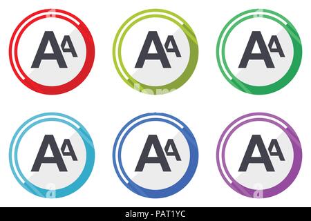 Vettore di alfabeto icon set. Colorato design piatto web icone su sfondo bianco in eps 10. Illustrazione Vettoriale