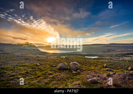Paesaggio, Area Dynjandi, West fiordi, Islanda Foto Stock