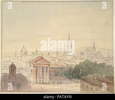 Vista di Milano. Artista: Adrian Ludwig Richter (tedesco, Dresda Dresda 1803-1884). Dimensioni: 3 7/8 x 4 13/16 in. (9,9 x 12,2 cm). Data: 1820-84. Museo: Metropolitan Museum of Art di New York, Stati Uniti d'America. Foto Stock