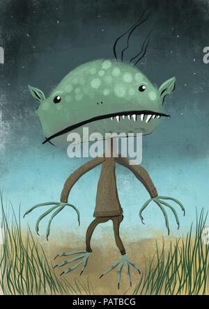 Un simpatico goblin illustrazione Foto Stock