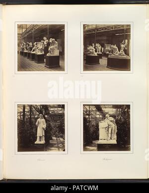 [Corte Romana con sculture di Posidonius e feriti gladiatore; scultura di Geoffrey Chaucer da Marshall; scultura di Shakespeare da Roubilliac]. Artista: attribuito a Philip Henry Delamotte (British, 1821-1889). Dimensioni: 7,9 x 8,1 cm (3 1/8 x 3 3/16 in.), ciascuna. Data: ca. 1859. Museo: Metropolitan Museum of Art di New York, Stati Uniti d'America. Foto Stock