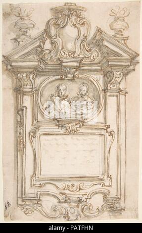 Design per un epitaffio. Artista: Giovanni Battista Foggini (Italiano, 1652-1725 Firenze Firenze). Dimensioni: foglio: 9 3/8 x 5 15/16 in. (23,8 x 15,1 cm). Data: 1652-1725. Museo: Metropolitan Museum of Art di New York, Stati Uniti d'America. Foto Stock