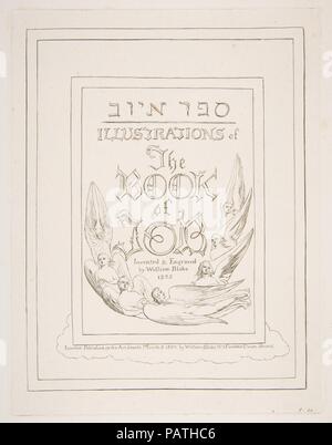 Pagina titolo, da illustrazioni del libro di Giobbe. Artista: William Blake (British, Londra Londra 1757-1827). Dimensioni: piastra: 8 1/4 x 6 3/8 in. (21 x 16,2 cm) foglio: 16 1/8 x 10 7/8 in. (41 x 27,6 cm). Editore: Pubblicato da William Blake (British, Londra Londra 1757-1827) n. 3 Fountain Court, Strand. Data: 1825-26. Museo: Metropolitan Museum of Art di New York, Stati Uniti d'America. Foto Stock