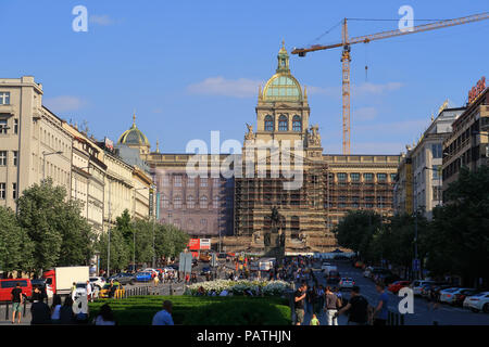 Piazza Venceslao a Praga Foto Stock