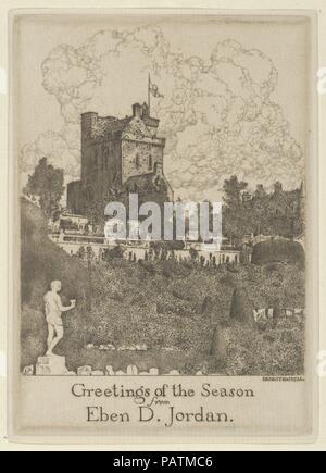 Saluti di stagione da Eben D. Giordania. Artista: Ernest Haskell (American, Woodstock, Connecticut 1876-1925 West Point, Maine). Dimensioni: Foglio (rifilati): 5 1/4 x 3 3/4 in. (13,3 × 9,6 cm). Data: 1916-25. Vista di Drummond Castello del Duca di Argyle. Museo: Metropolitan Museum of Art di New York, Stati Uniti d'America. Foto Stock
