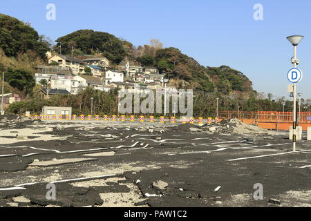 Danni dopo un tifone Tokyo Enoshima Foto Stock