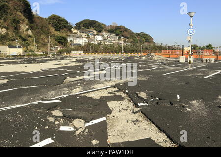 Danni dopo un tifone Tokyo Enoshima Foto Stock