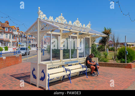 Eastbourne, Regno Unito - 27 giugno 2018. Attraente rifugio di riposo sul lungomare. Foto Stock
