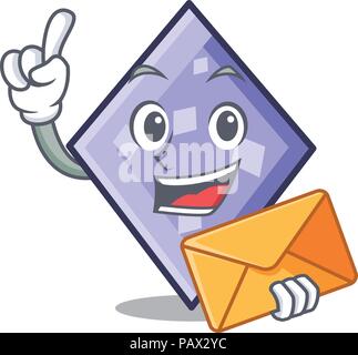 Busta con carattere di rombo in stile cartone animato Illustrazione Vettoriale