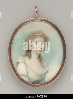 La sig.ra Gabriel Manigault (Margaret Izard). Artista: Walter Robertson (Irlandese, Dublin ca. 1750-1802 Fatehpur, India). Dimensioni: 2 7/8 x 2 3/8 in. (7,1 x 5,9 cm). Data: ca. 1795. Margaret Izard (1768-1824) di Charleston sposato la piantatrice e architetto dilettante Gabriel Manigault nel 1785. Questo ritratto si riferisce all'olio da Gilbert Stuart nella galleria Albright-Knox, Buffalo, New York. Museo: Metropolitan Museum of Art di New York, Stati Uniti d'America. Foto Stock