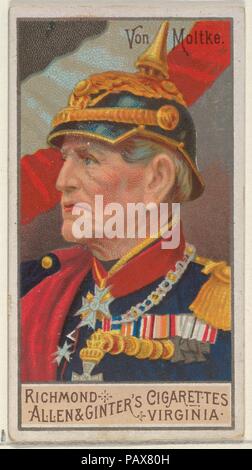 Helmuth Karl Bernhard Graf von Moltke, dalla grande serie generali (N15) per Allen & Ginter marche di sigarette. Dimensioni: foglio: 2 3/4 x 1 1/2 in. (7 x 3,8 cm). Litografo: George S. Harris & Sons (American, Philadelphia). Editore: Allen & Ginter (American, Richmond, Virginia). Data: 1888. Scambio di carte da 'Grande generali" serie (N15), rilasciato nel 1888 in un set di 50 schede per promuovere Allen & Ginter marca di sigarette. Museo: Metropolitan Museum of Art di New York, Stati Uniti d'America. Foto Stock