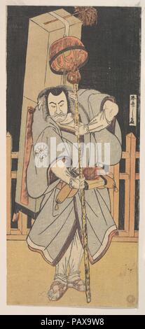 Il primo Nakamura Nakazo come Rokuju rokubu a piedi di notte. Artista: Katsukawa Shunsho (giapponese, 1726-1792). Cultura: il Giappone. Dimensioni: 12 11/32 x 5 1/2 in. (31,4 x 14,0 cm). Data: 1780. Museo: Metropolitan Museum of Art di New York, Stati Uniti d'America. Foto Stock
