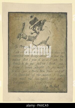 'Season della Auguri", 1924-1925, indirizzata al sig. Bryson Boroughs. Artista: George Overbury 'Pop' Hart (American, Cairo, Illinois 1868-1933 New York). Dimensioni: Piastra: 6 a. × 4 1/2 in. (15,2 × 11,4 cm) foglio: 7 1/4 x 5 1/4 in. (18,4 × 13,3 cm). Data: 1924. Museo: Metropolitan Museum of Art di New York, Stati Uniti d'America. Foto Stock