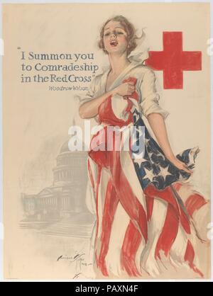 Posso convocare la solidarietà nella croce rossa. Artista: Harrison Fisher (American, Brooklyn, New York 1877-1934 New York). Dimensioni: foglio: 40 1/16 x 29 15/16 in. (101,8 x 76,1 cm). Data: 1918. Museo: Metropolitan Museum of Art di New York, Stati Uniti d'America. Foto Stock