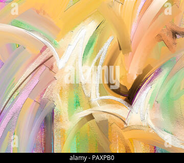Abstract colorato la pittura ad olio su tela la texture. Disegnata a mano pennello, olio dipinti del colore dello sfondo. Arte moderna dipinti ad olio Foto Stock