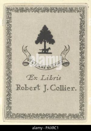 Ex Libris Robert J. Collier. Artista: Ernest Haskell (American, Woodstock, Connecticut 1876-1925 West Point, Maine). Dimensioni: Foglio (rifilati): 2 3/4 × 1 15/16 in. (7 × 5 cm). Data: 1900-1925. Ex libris per Robert J. Collier. Museo: Metropolitan Museum of Art di New York, Stati Uniti d'America. Foto Stock