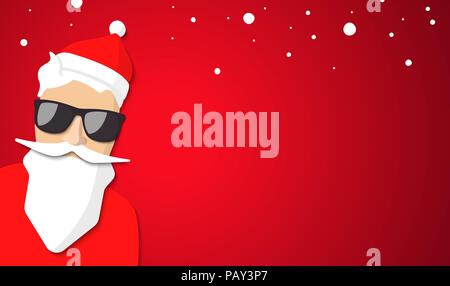 Hipster Babbo Natale con la barba di fresco e bicchieri. Buon Natale design della scheda. EPS vettoriali 10 Illustrazione Vettoriale