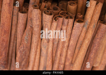 Close up di stecche di cannella Foto Stock
