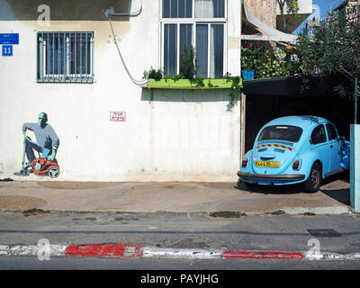 Street nella zona di Florentin, Tel Aviv, Israele Foto Stock