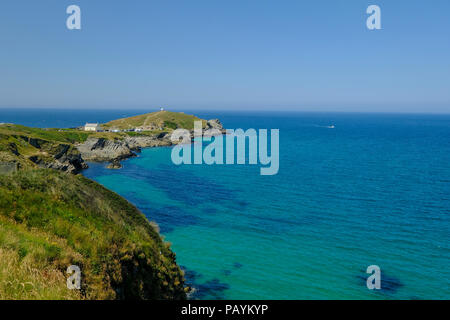 Il litorale della Cornovaglia a Newquay ha una vista spettacolare dal SOUTH WEST COAST PATH Foto Stock