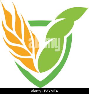 Frumento grano vettore icona astratta isolata di colore arancione frumento orecchio hearldic logo. Elemento di natura logotipo. Agricola prodotto organico segno. La raccolta di illustrazione vettoriale Illustrazione Vettoriale