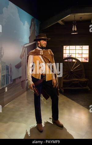 LOS ANGELES, Stati Uniti d'America - Sep 28, 2015: Clint Eastwood in Madame Tussauds Museo delle Cere di Hollywood. Marie Tussaud è nata come Marie Grosholtz nel 1761 Foto Stock