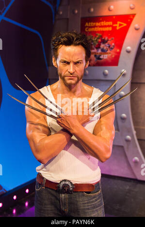 LOS ANGELES, Stati Uniti d'America - Sep 28, 2015: Hugh Jackman come Wolverine nel Museo delle cere di Madame Tussauds Museo delle Cere di Hollywood. Marie Tussaud è nata come Marie Grosholtz in 1 Foto Stock