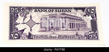 25 sudanesi banca piastres nota, ex moneta del Sudan. Foto Stock