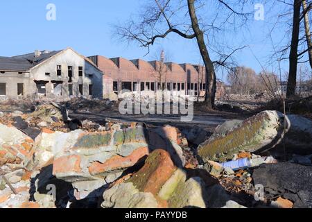 Siemianowice Slaskie città in Alta Slesia (Gorny Slask) regione della Polonia. Abbandonato e rovinato l'infrastruttura industriale - ex acciaierie. Foto Stock