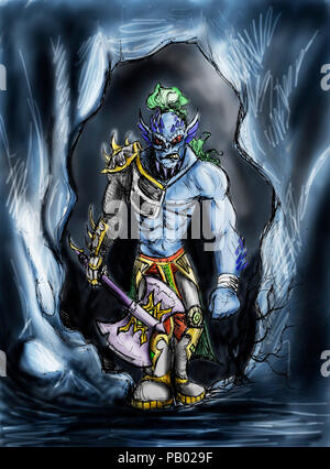 Fantasy monster warrior Foto Stock