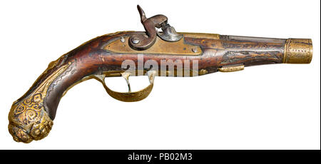 Vecchio vintage pistola firelock isolati su sfondo bianco Foto Stock