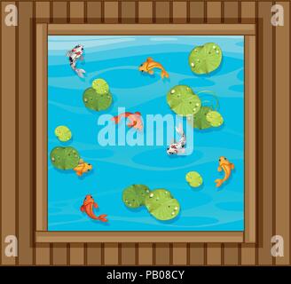 Una vista superiore del pesce stagno illustrazione Illustrazione Vettoriale