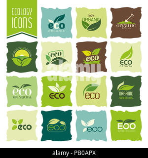 Ecologia icon set. Eco-icone Foto Stock