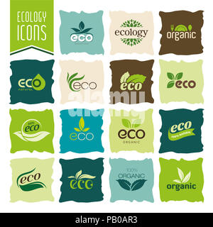 Ecologia icon set. Eco-icone Foto Stock