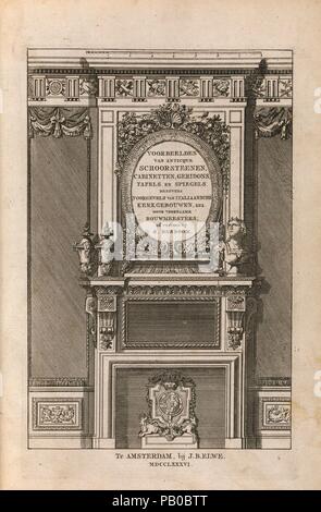 Miscellanea di del xvii secolo ornamento serie di stampa: Esempi di antichi Chimneypieces, armadi, gueridons, tavoli e specchi, in aggiunta alla Chiesa italiana di facciate, da illustri architetti, o un sequel di S. Bosboom. Artista: dopo Abraham Bosse (francese, Tours 1602/1604-1676 Parigi); Dopo Jean Le Pautre (francese, Parigi Parigi 1618-1682). Dimensioni: 11 13/16 × 8 × 1/2 in. (30 × 20,3 × 1,3 cm). Editore: Jan Barend Elwe (Olandese, attivo Amsterdam, 1777-1815). Data: 1786. Museo: Metropolitan Museum of Art di New York, Stati Uniti d'America. Foto Stock