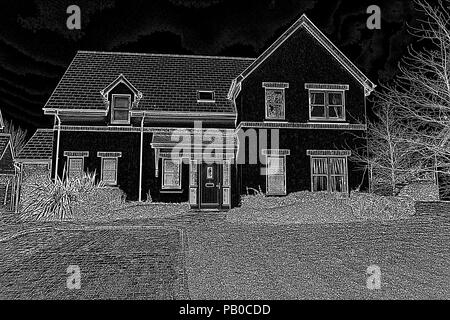 Bella casa con una in bianco e nero il filtro Foto Stock