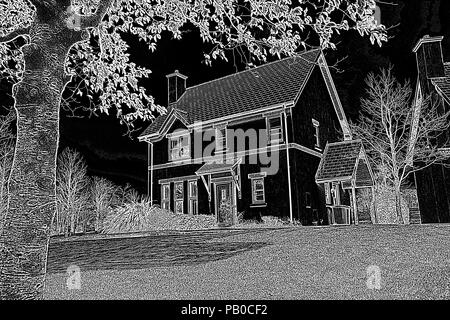 Bella casa con una in bianco e nero il filtro Foto Stock