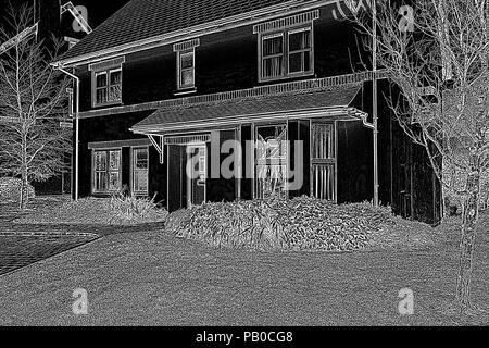 Bella casa con una in bianco e nero il filtro Foto Stock