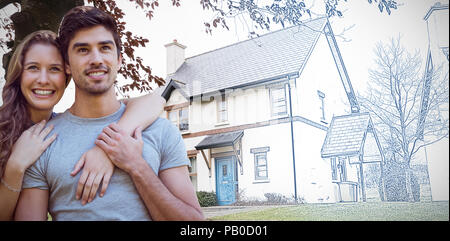 Immagine composita della coppia giovane abbracciando Foto Stock