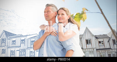 Immagine composita della coppia matura abbracciando Foto Stock