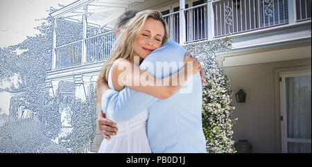 Immagine composita della coppia matura abbracciando Foto Stock