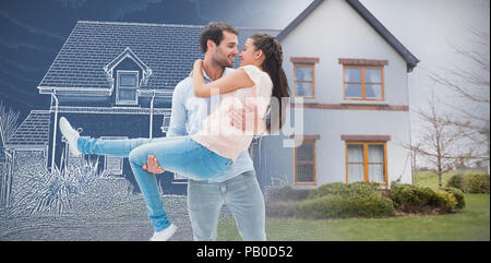 Immagine composita di attraente coppia giovane divertendosi Foto Stock