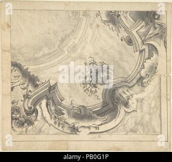 Un quarto di design per un soffitto dipinto sul recto. Verso, ornamenti. Artista: Anonimo, Italiano, piemontese del XVIII secolo. Dimensioni: 7 11/16 x 8 11/16 in. (19,5 x 22,1 cm). Data: 1700-1780. Museo: Metropolitan Museum of Art di New York, Stati Uniti d'America. Foto Stock