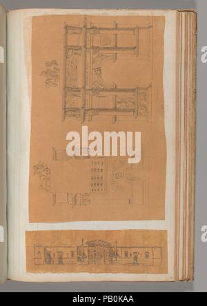 Pagina da un album contenenti disegni e varie stampe di architettura di interni, mobili e altri oggetti. Artista: Workshop di Charles Percier (francese, Parigi Parigi 1764-1838); Workshop di Pierre François Léonard Fontaine (francese, Pontoise 1762-1853 Paris). Dimensioni: 15 11/16 x 10 in. (39,8 x 25,4 cm). Data: ca. 1800-1850. Museo: Metropolitan Museum of Art di New York, Stati Uniti d'America. Foto Stock