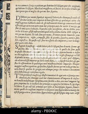 Essempio di recammi, pagina 26 (verso). Autore: Giovanni Antonio tagliente (italiano, Venezia ca. 1465-1528 Venezia). Dimensioni: complessivo: 7 13/16 x 6 3/16 x 3/8 in. (19,8 x 15,7 x 1 cm). Editore: Giovanni Antonio di Nicolini da Sabio e i fratelli (italiano, attivo Venezia, ca. 1522-1545) , Venezia. Data: 1530. Scritto da Giovanni Antonio tagliente, Italiano, Venezia ca. 1465-1527 Venezia, pubblicato da Giovanantonio e i fratelli da Sabbio Venezia. Osservazioni conclusive (continua) con in grassetto e grandi lettere iniziale all'inizio di ogni nuova sezione. Museo: Metropolitan Museum of Art di New York, Stati Uniti d'America. Foto Stock