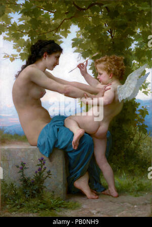 Una giovane ragazza difendersi contro Eros da William-Adolphe Bouguereau. Foto Stock