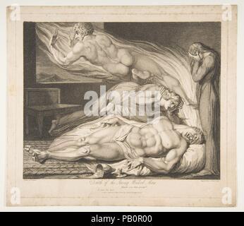 La morte del forte malvagio, dalla tomba di un poema di Robert Blair. Artista: Luigi Schiavonetti (italiano, Bassano del Grappa 1765-1810 Londra); dopo William Blake (British, Londra Londra 1757-1827). Dimensioni: piastra: 8 1/8 x 10 1/4 in. (20,6 x 26 cm) foglio: 9 1/2 x 10 15/16 in. (24,1 x 27,8 cm). Editore: Cadell e Davies (Londra). Data: 1 maggio 1808. Museo: Metropolitan Museum of Art di New York, Stati Uniti d'America. Foto Stock