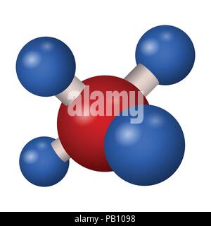 Formula chimica del metano. Modello 3D la molecola CH4 . Illustrazione Vettoriale. Illustrazione Vettoriale
