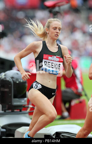 Jemma REEKIE (Gran Bretagna) competere nel Millicent Fawcett miglio finale al 2018, IAAF Diamond League, Anniversario Giochi, Queen Elizabeth Olympic Park, Stratford, Londra, Regno Unito. Foto Stock